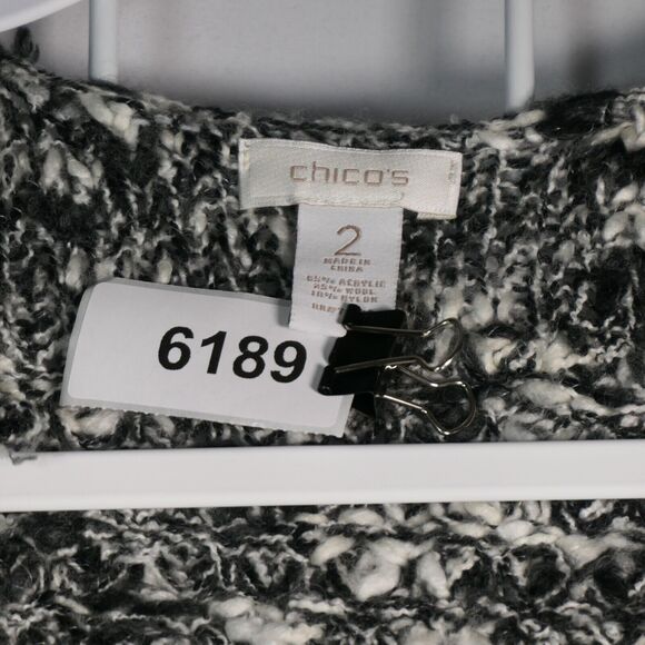 Chicos Sweater Vest Womens Large Wool Blend Black White Lagenlook Boho Cozy - Picture 10 of 10